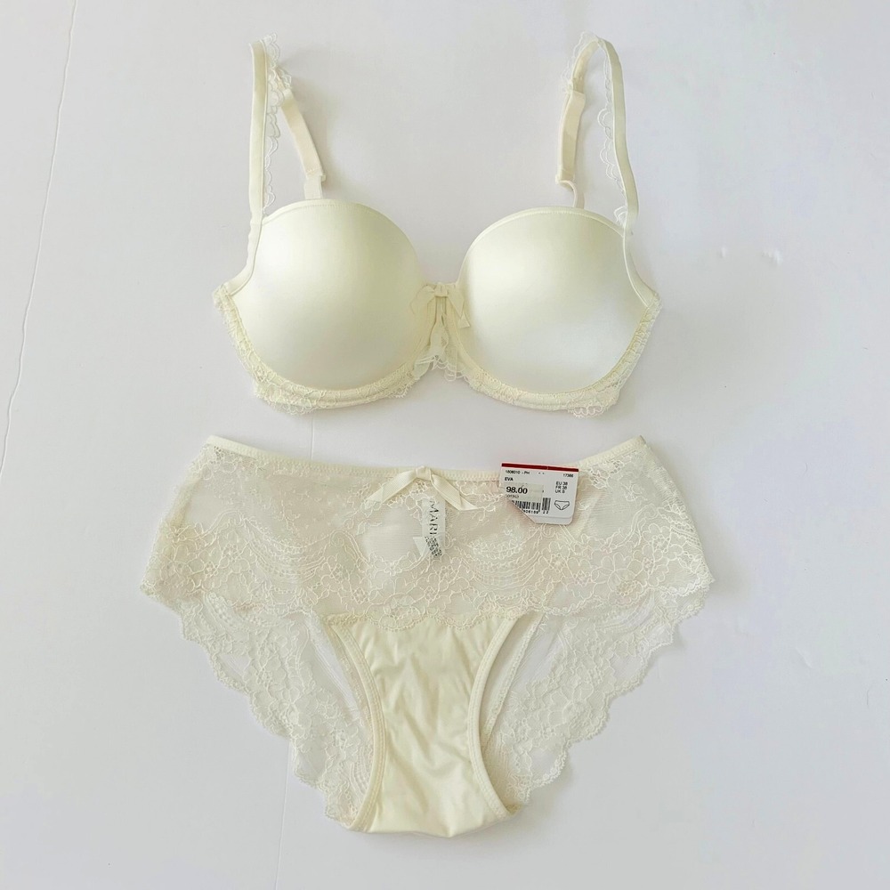 NWOT Marie Jo‎ SET Eva Balconette Padded Underwire Bra 30E 30DD NWT Lace Panty S